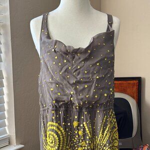 Anthropologie Gray and Yellow Draped Sequin Tank Top Size XS